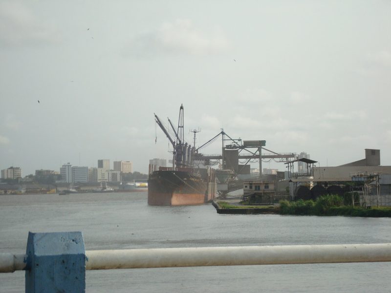 Vessels on the Wouri estuary at Douala harbour